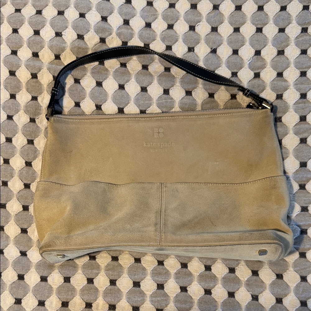 kate spade Taupe Suede Hobo with Black Strap